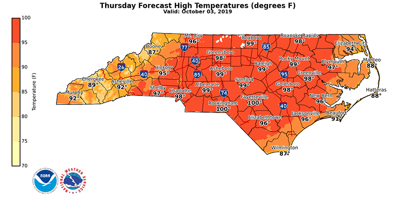 NWS record high temps today - see map