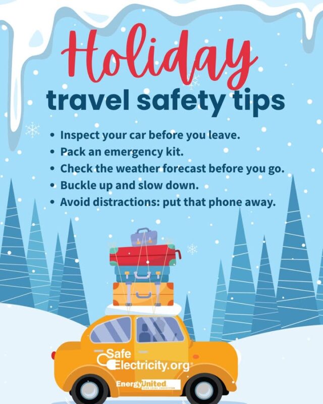 ⚠️ Millions hit the roads during the holidays, making it one of the busiest travel times of the year. 

Make it home safe: prep your car, pack an emergency kit and drive distraction-free.

#WinterDriving #SafeElectricity