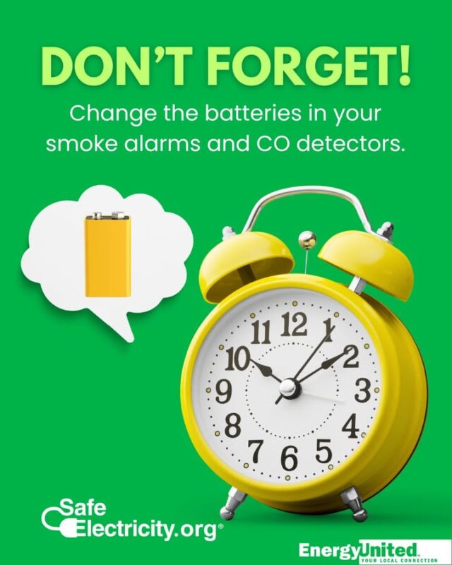 ⏰ When you change your clocks for Daylight Saving Time, remember to change the batteries in your smoke and carbon monoxide detectors, too.  It's a small task that can make a big difference in keeping your home and family safe. 🏠❤️

#safeelectricity