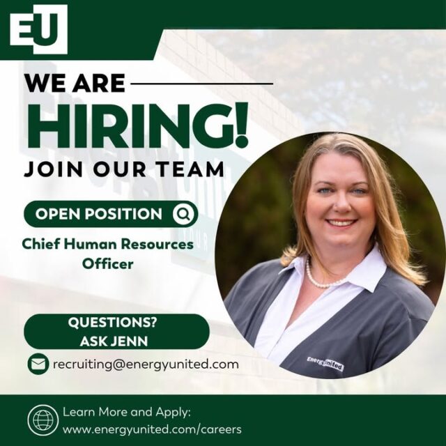 🚨𝗝𝗼𝗯 𝗔𝗹𝗲𝗿𝘁 

EnergyUnited is seeking a 𝗖𝗵𝗶𝗲𝗳 𝗛𝘂𝗺𝗮𝗻 𝗥𝗲𝘀𝗼𝘂𝗿𝗰𝗲𝘀 𝗢𝗳𝗳𝗶𝗰𝗲𝗿 to lead the people, culture and talent strategies that will help drive our continued success.

As a key member of the executive team, this leader will oversee talent management, workforce planning, leadership development, benefits and compliance. Their work will play a critical role in building the engaged, high-performing workforce needed to serve our members and communities today and in the future.

If you're passionate about developing people, shaping culture and leading strategic change, we'd love to hear from you.

💼𝗟𝗲𝗮𝗿𝗻 𝗺𝗼𝗿𝗲 𝗮𝗻𝗱 𝗮𝗽𝗽𝗹𝘆:  https://zurl.co/d5sOY